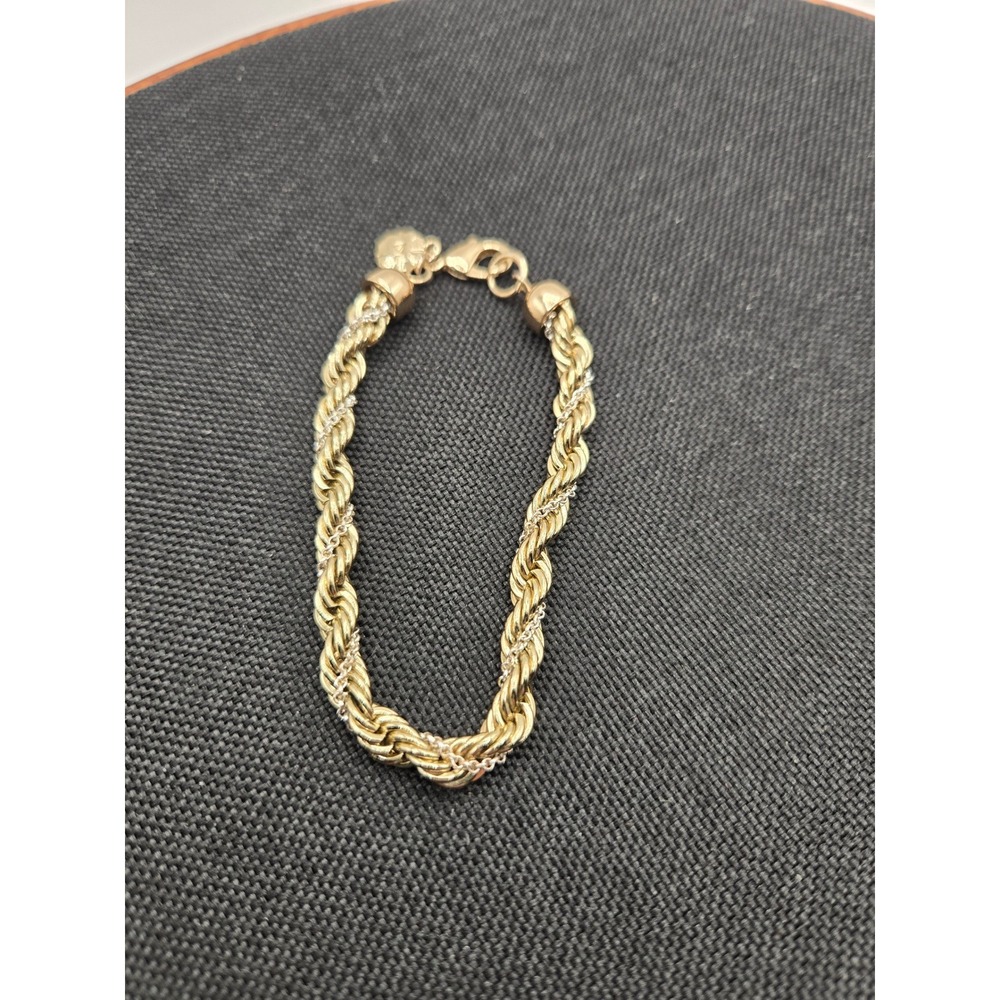 Monet Gold Tone Rope Chain Bracelet Two Tone Twisted Vintage Style